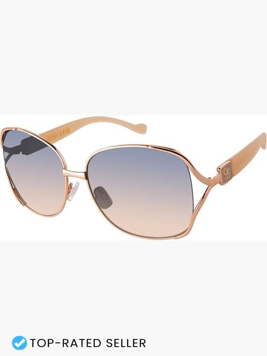Oversized Square Sunglasses Gradient Metal Frame UV400 Protection